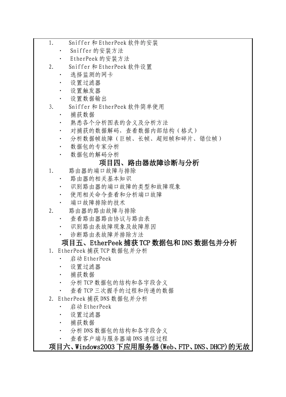 职业大学网络测试与故障诊断实训实习（实训）任务书_第3页