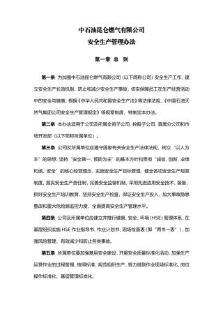 燃气有限公司安全生产管理办法