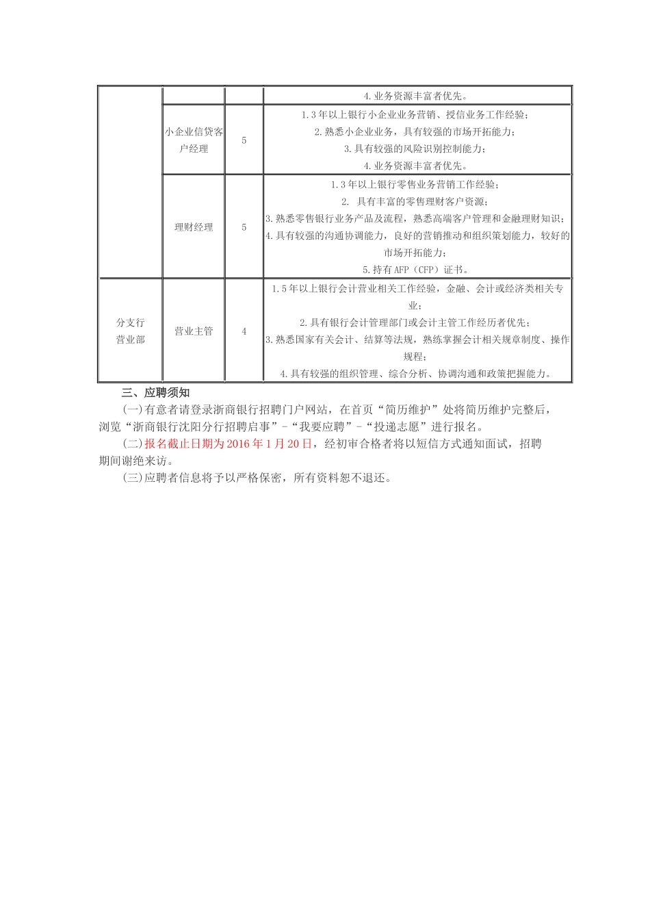 银行沈阳分行社会招聘61人启事_第3页
