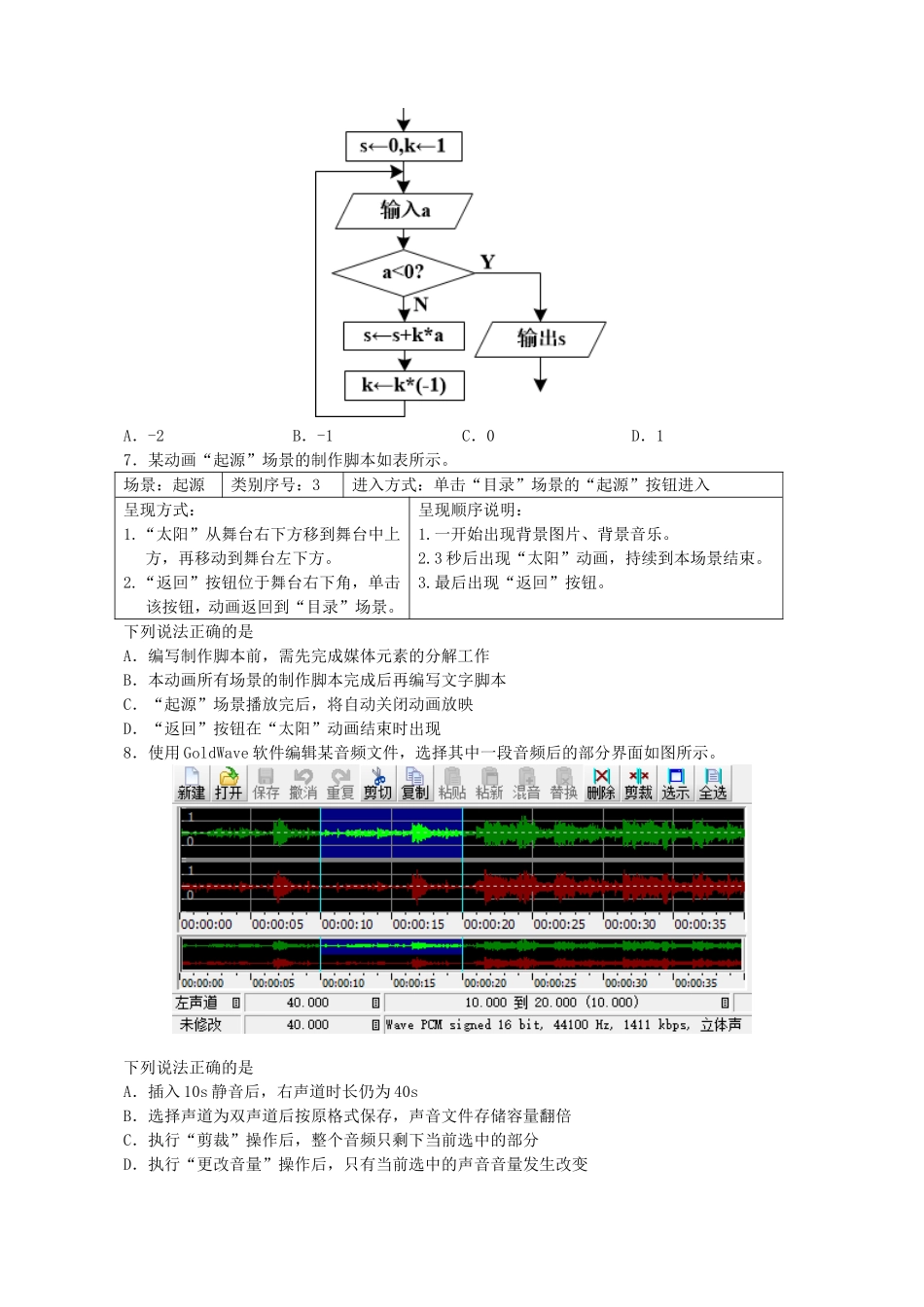浙江省4月普通高校招生选考信息技术试卷（含答案）_第2页