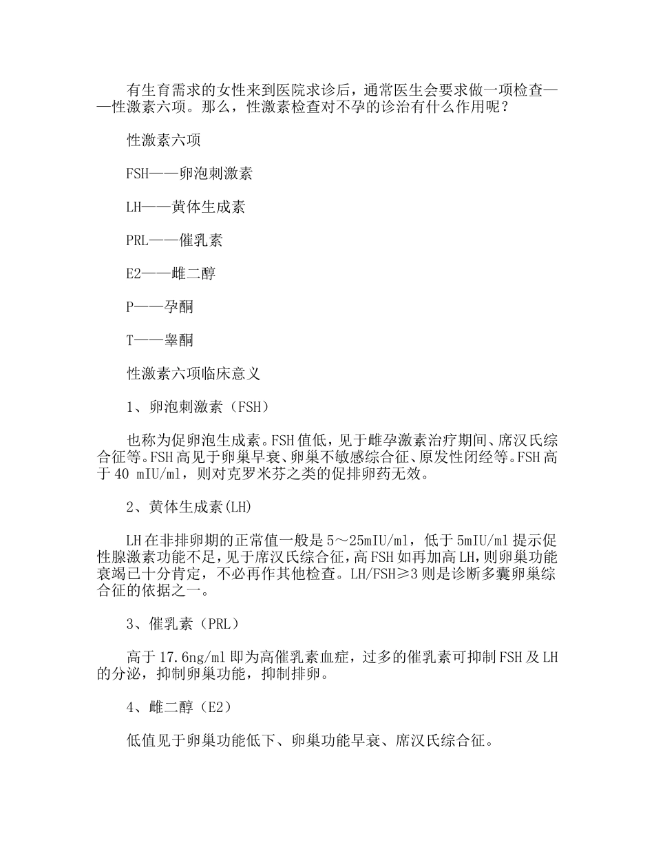 性激素检查对不孕的诊治有什么作用_第1页