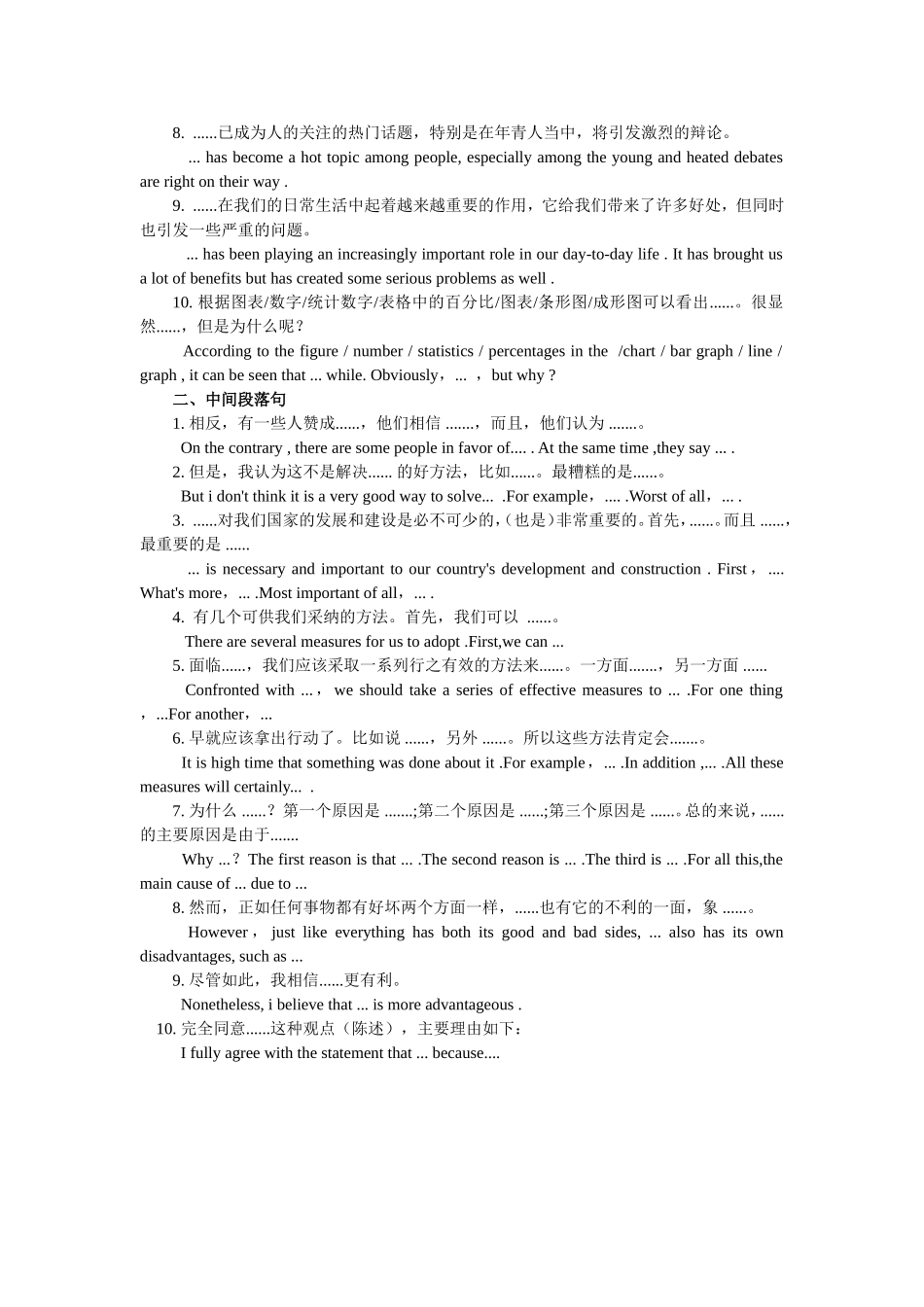 英语四级考试重点句型写作翻译梳理总结_第3页