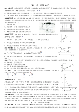 直线运动、力与物体的平衡全册物理测试题