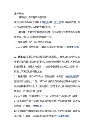 指标调控  控制的七个比值及调整方法