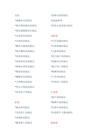 鱼类各类菜品制作方法