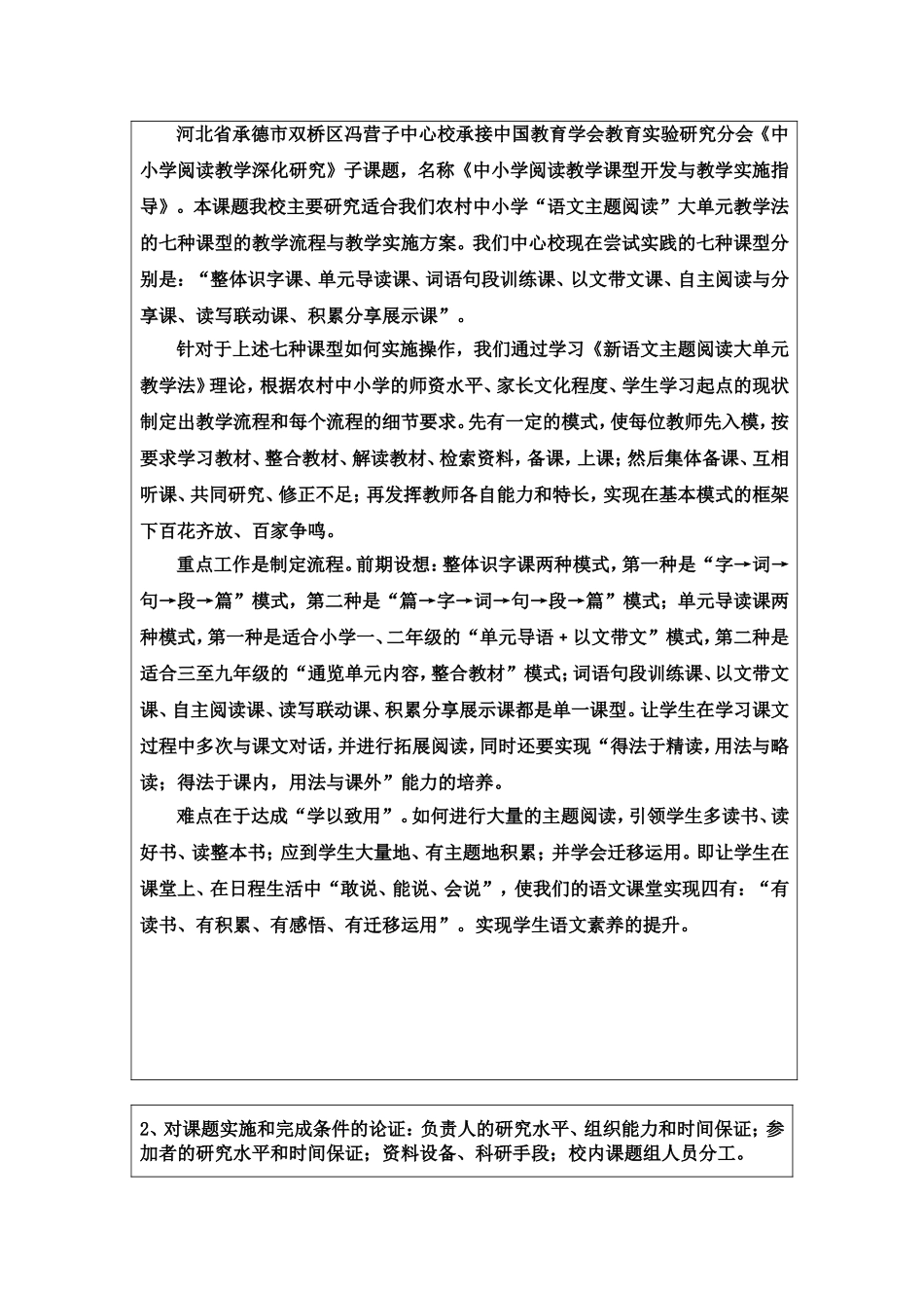 中小学阅读教学课型开发与教学实施指导课题申请材料_第2页