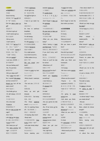 在家中从起床到出门英语短语