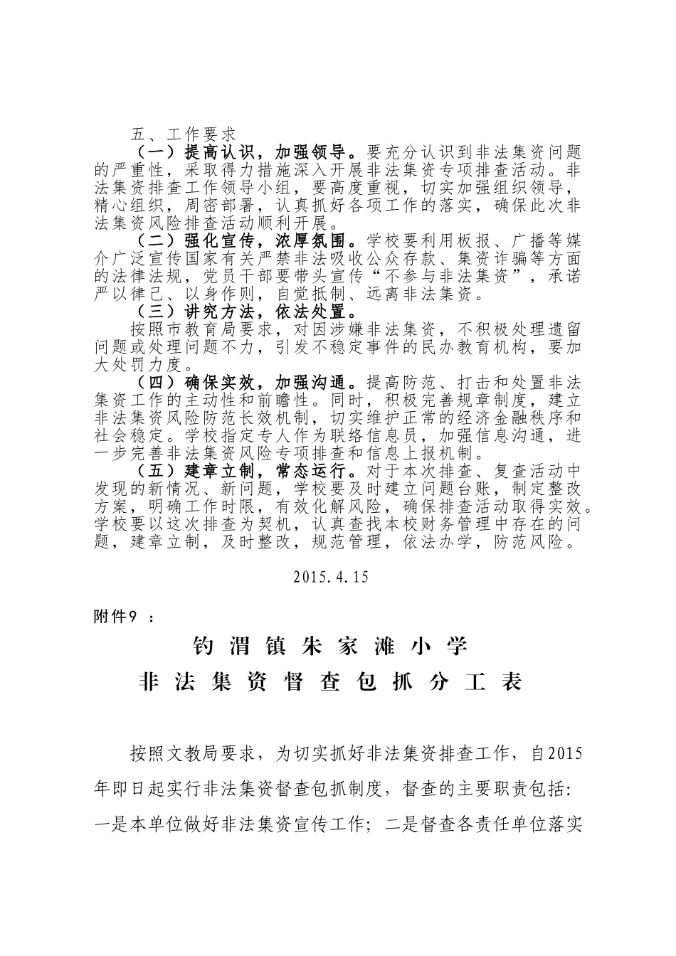 朱家滩小学非法集资风险排查复查工作实施方案_第3页