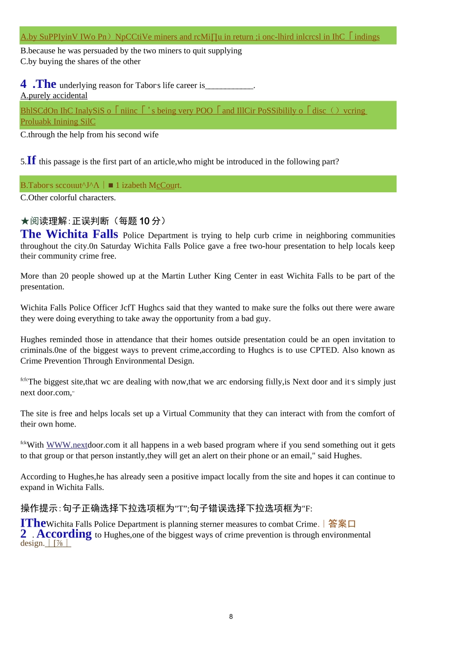 2024春期国开电大本科《人文英语3》在线形考(单元自测1至8)试题及答案_第3页