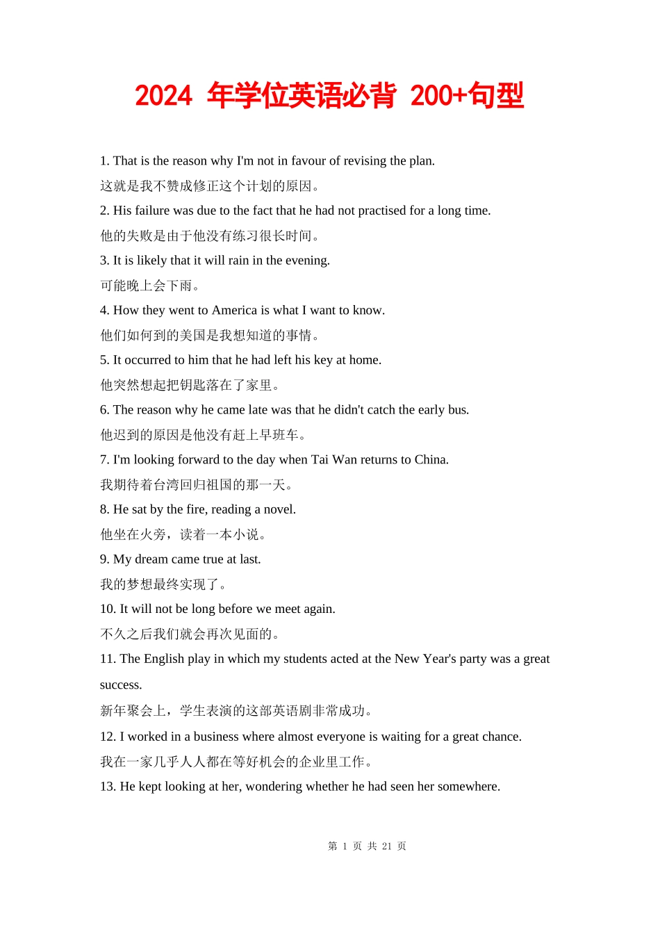 2024年学位英语必背200_第1页