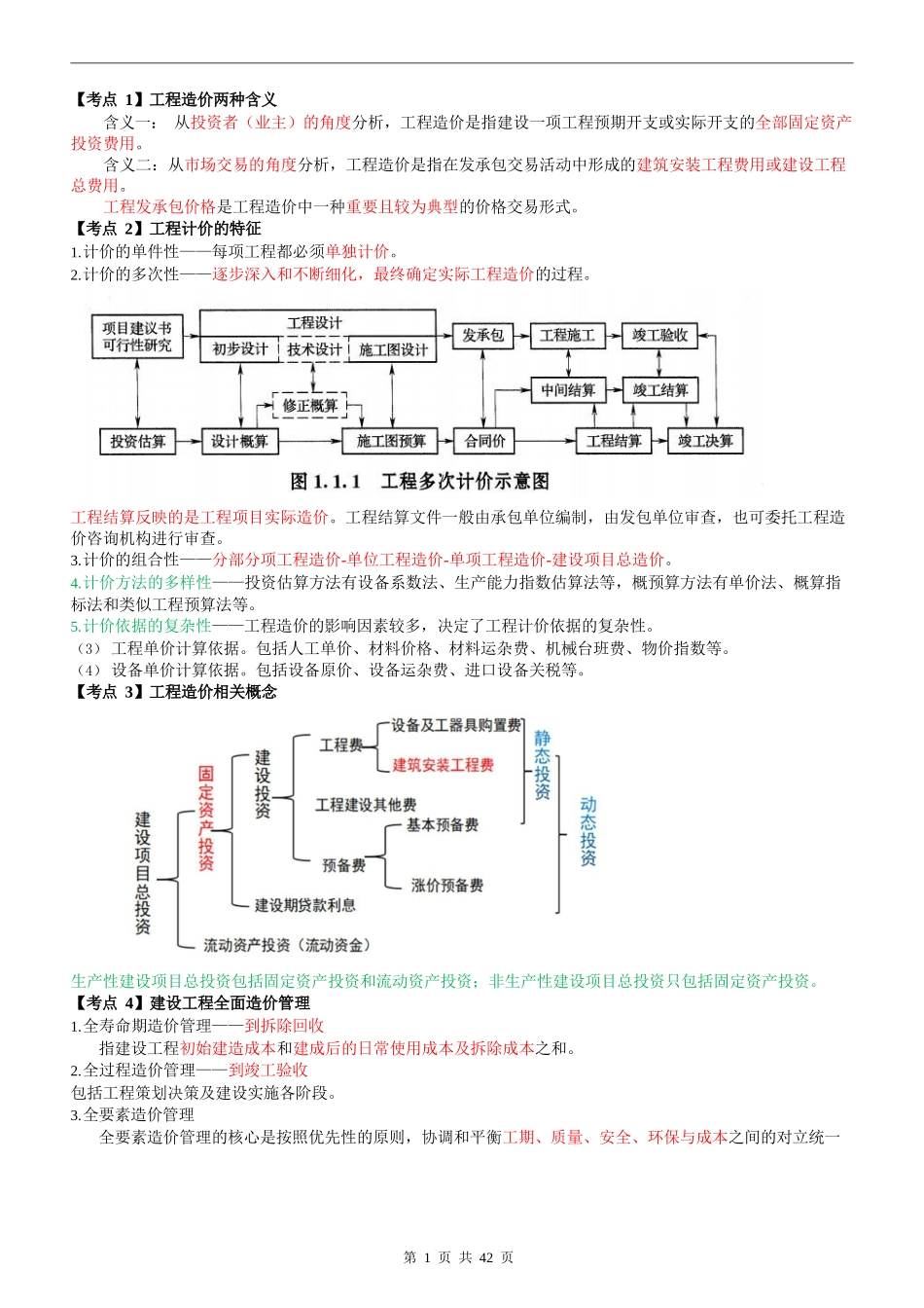 2024年一造三色笔记-造价管理_第1页