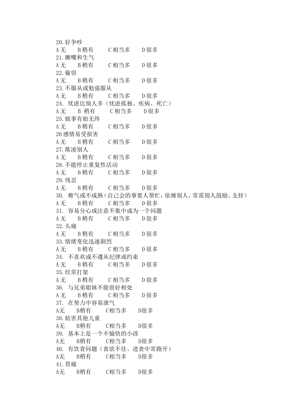 Conners儿童行为问卷(父母用量表)_第2页