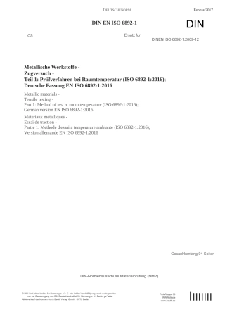 DIN EN ISO 6892-1 2017-02 原版完整文件