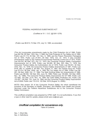 FHSA联邦危险物质法