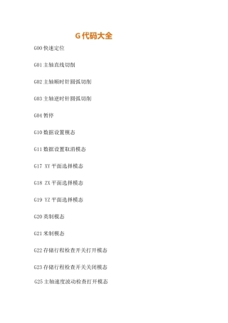 G代码大全完整