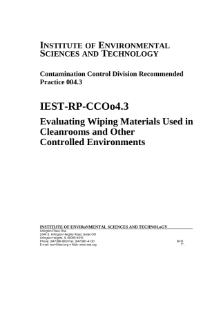IEST RP-CC004.3-2004原版完整文件