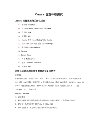 Imatest Camera客观标准测试