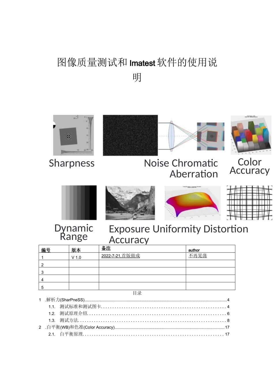 Imatest5.0软件使用详细教程以及图像质量IQ测试方法说明_第1页