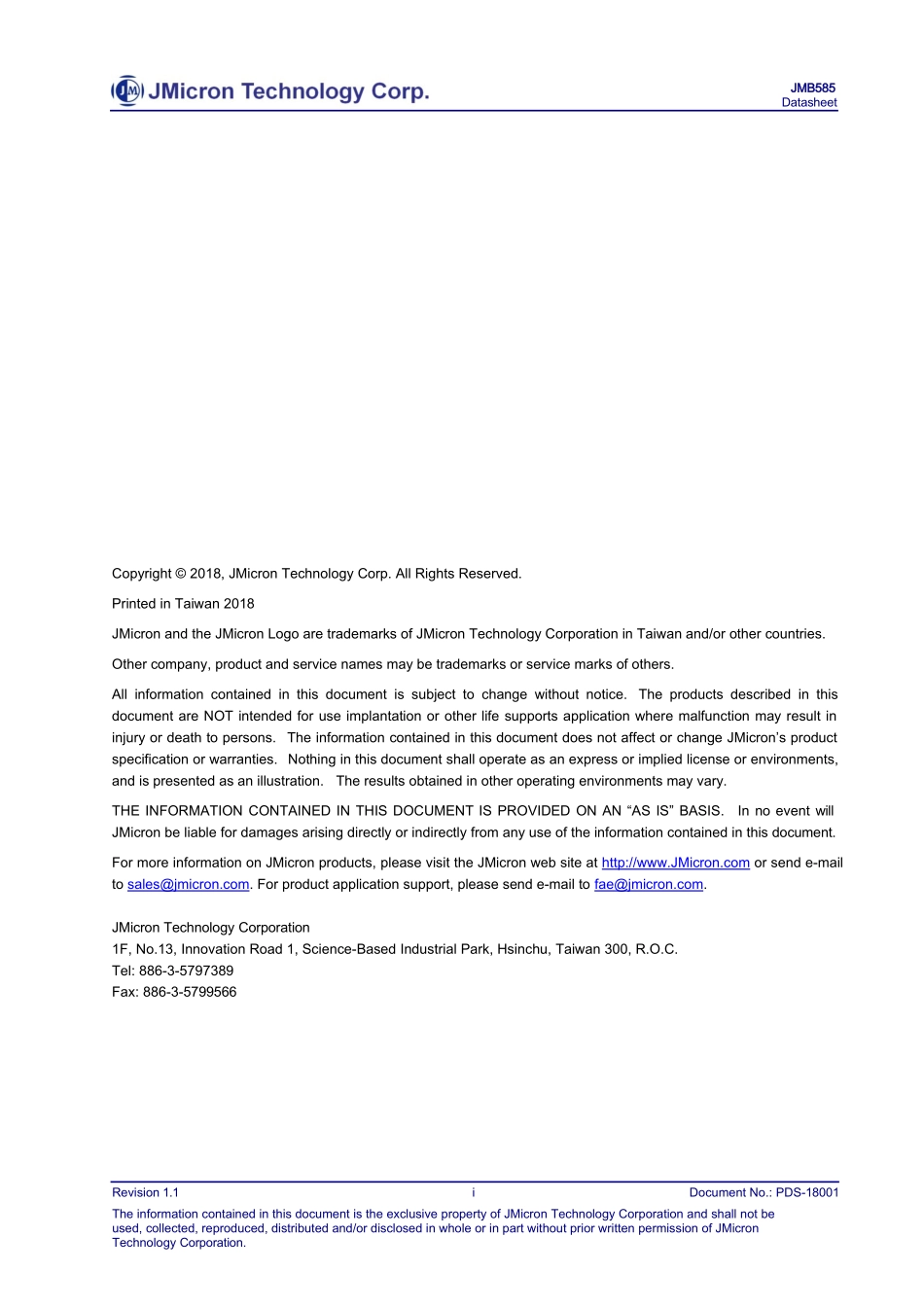 JMB585 Datasheet (Rev. 1.1)原版完整文件_第2页