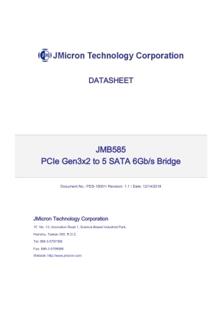 JMB585 Datasheet (Rev. 1.1)原版完整文件