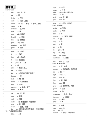 Join-in外研版小学英语单词汇总(3-6年级)