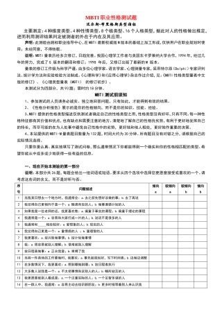 MBTI职业性格测试题