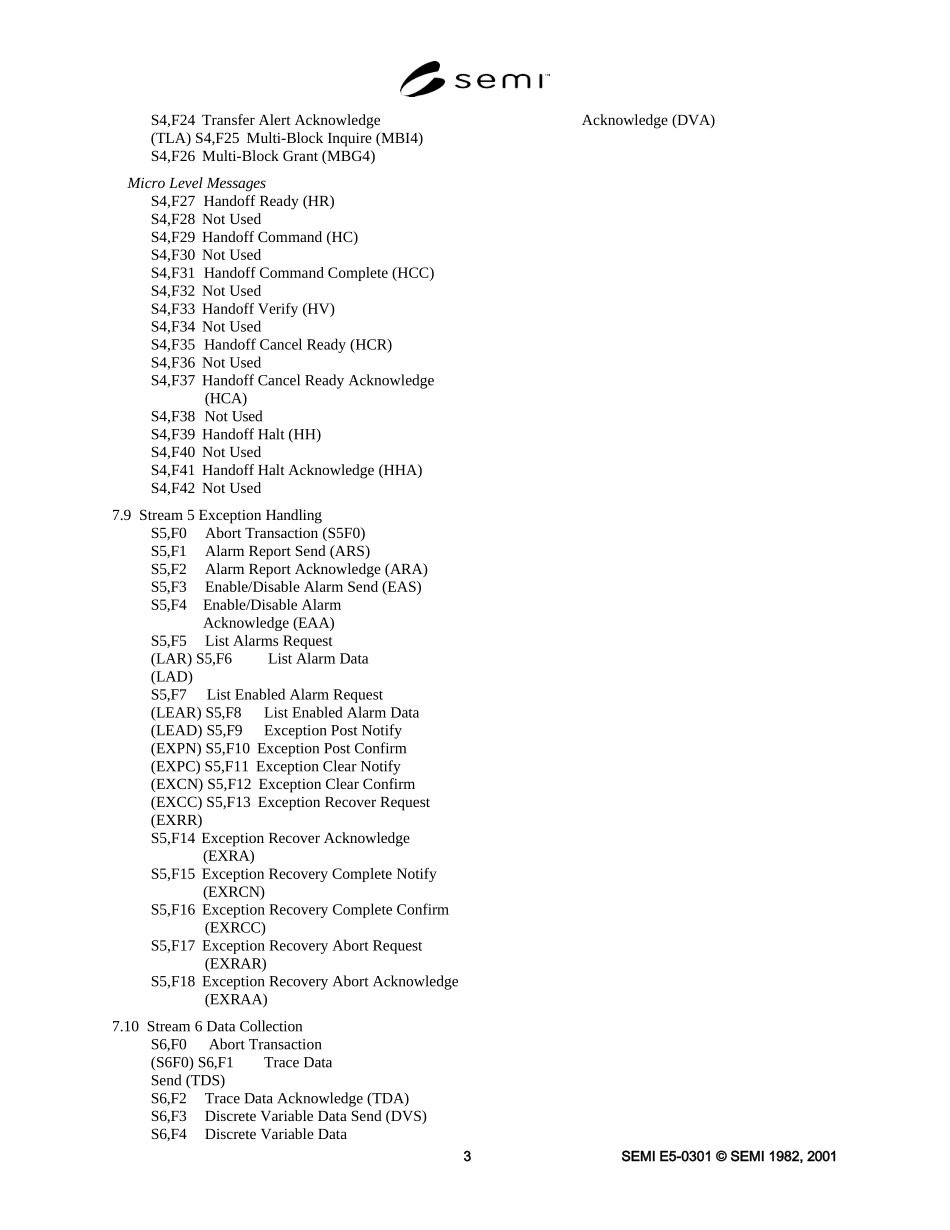 SEMIE5-0301SEMIEQUIPMENTCOMMUNICATIONSSTANDARD2MESSAGECONTENT原版完整文件_第3页