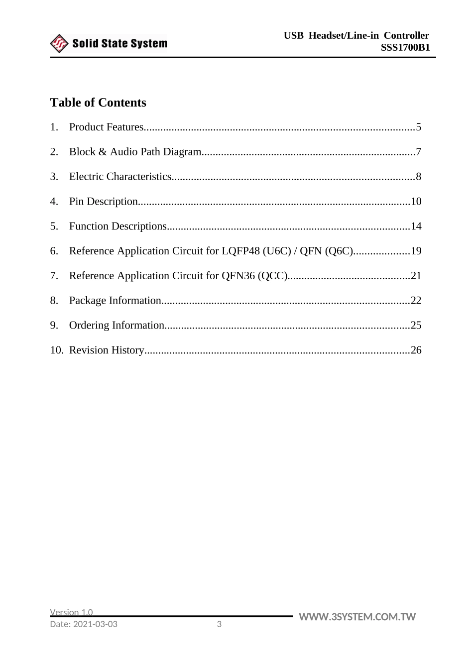 SSS1700B1_USB-Headset-Line-in-Controller-Datasheet_v1原版完整文件_第3页