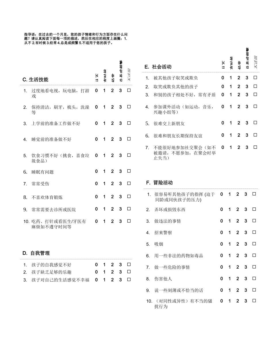 Weiss′s++功能性缺陷程度(父母问卷)_第2页