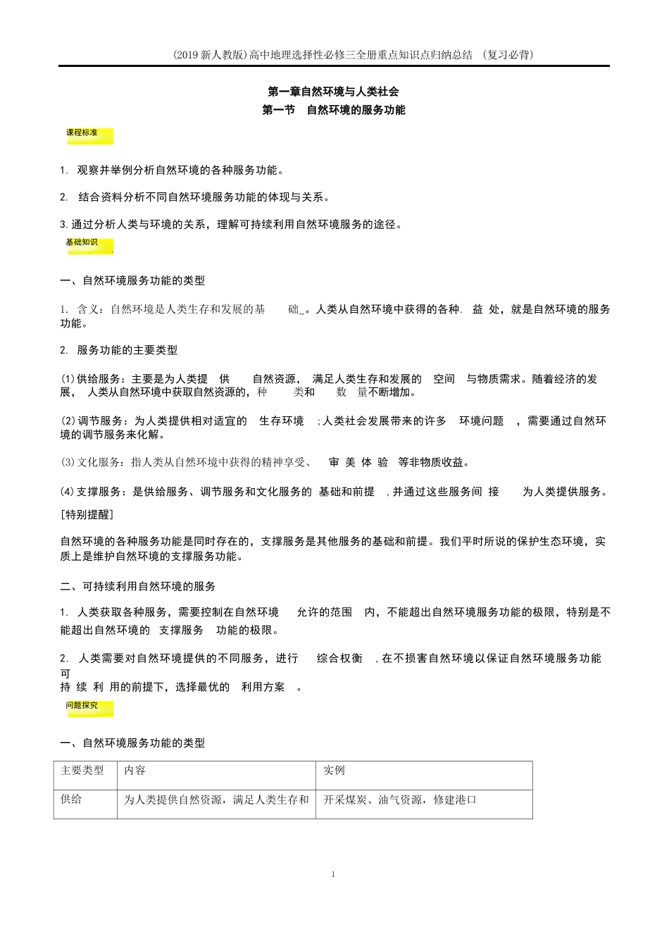  2019新人教版高中地理选择性必修三全册重点知识点归纳总结 （复习必背）_第1页