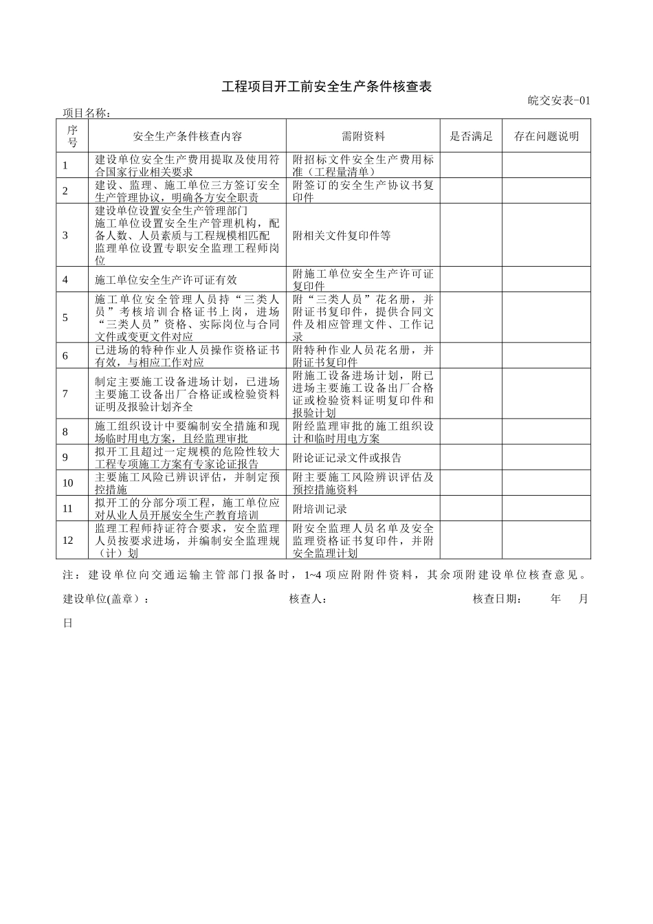 安徽省公路水运工程安全管理指南第三版安全用表(正式版)_第1页