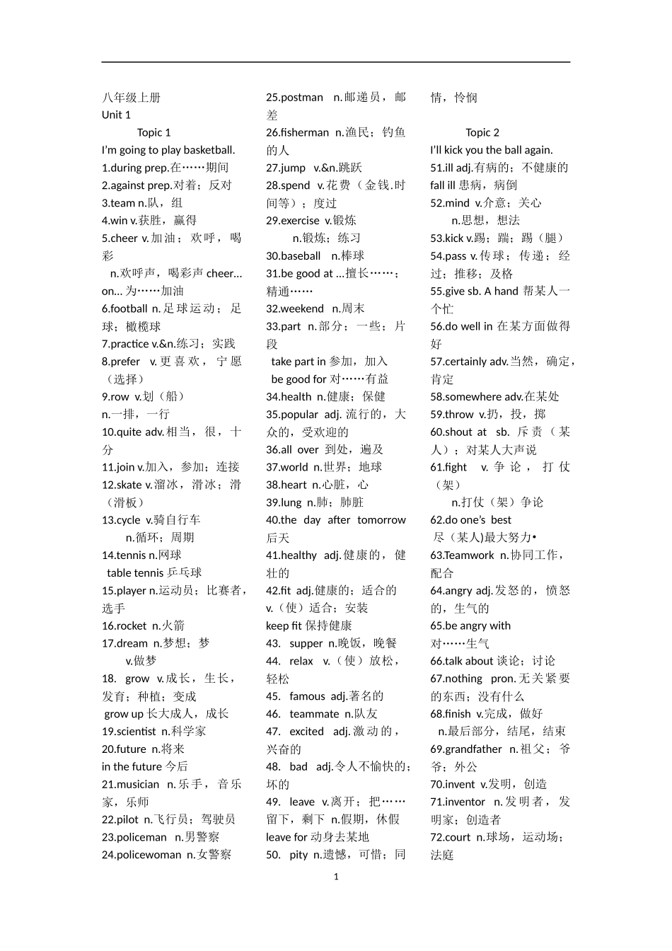 八年级英语单词_第1页
