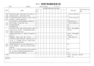 表12-管道护理质量检查登记