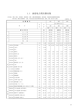 第一章 变压器安装-定额