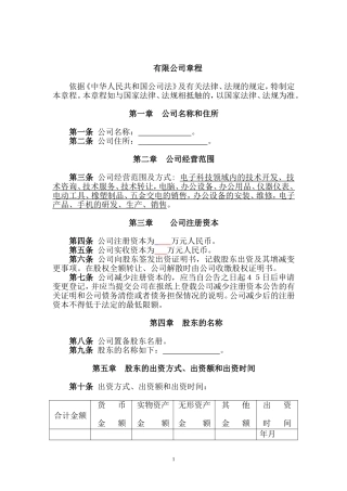 电子公司章程模板
