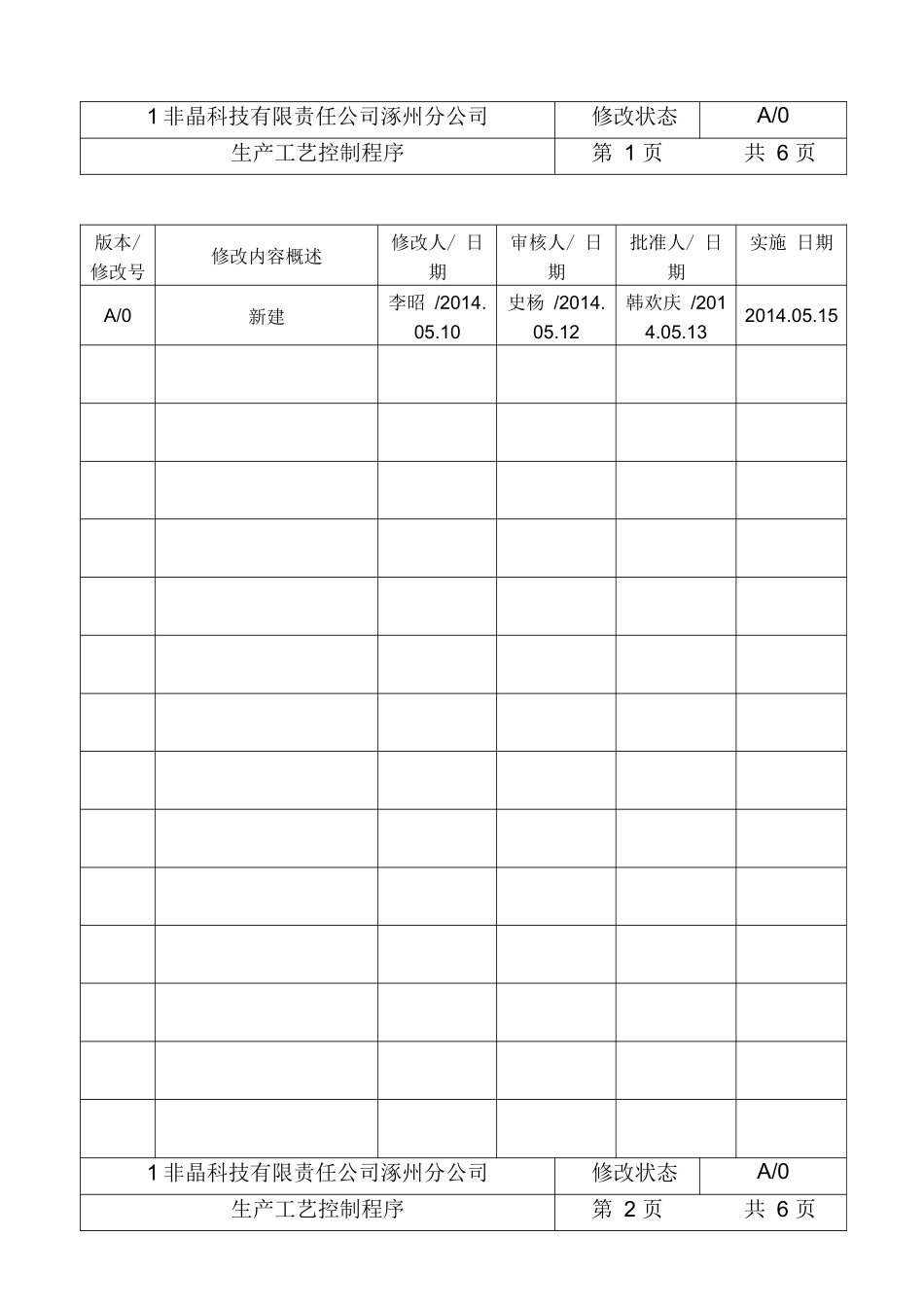 非晶科技有限责任公司生产工艺控制程序_第2页