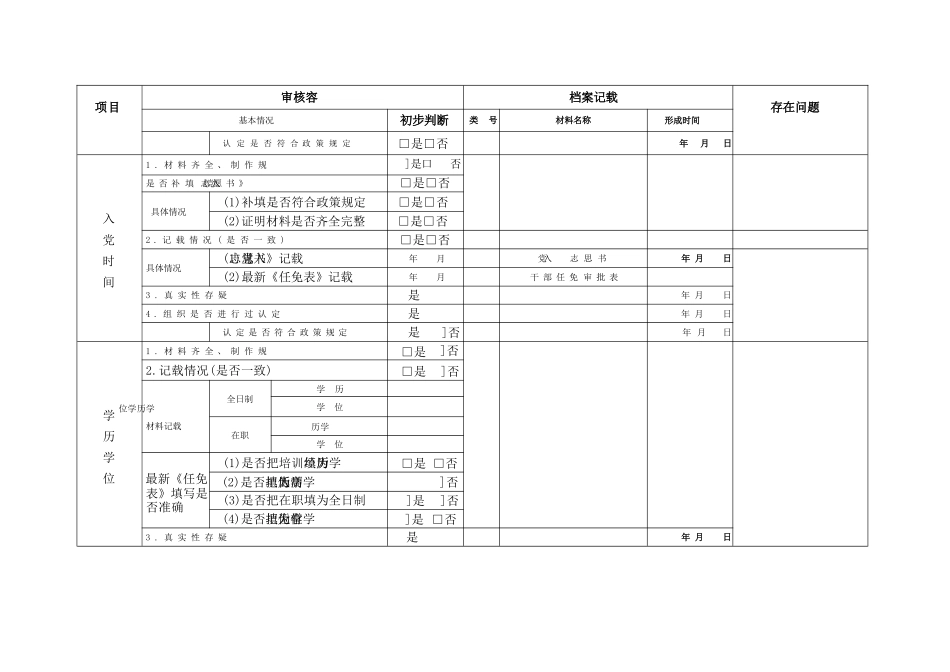 干部人事档案审核情况登记表格_第2页
