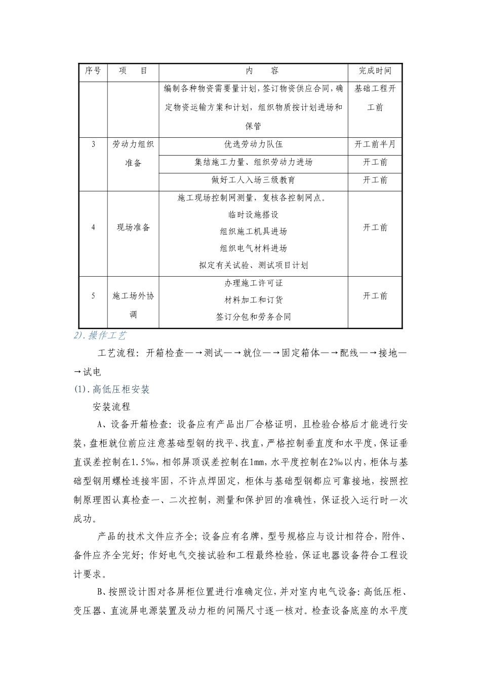 高低压配电柜施工工艺技术方案_第2页