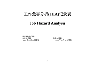 工作危害分析JHA全套记录表