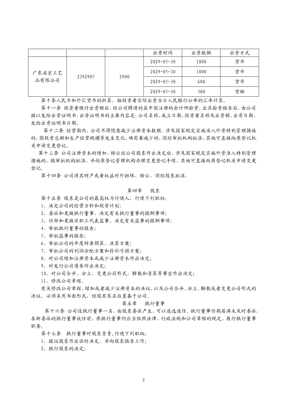 公司章程(外资)_第2页