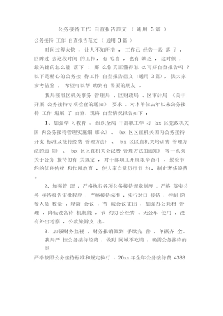 公务接待工作自查报告范文(通用3篇)