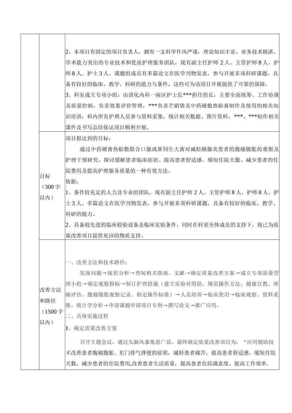 护理质量改善项目申报书_第3页