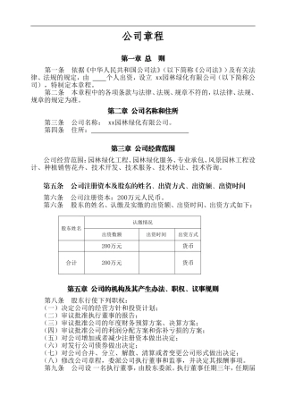 花卉苗木公司章程