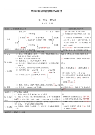 华师大版初中数学知识点梳理