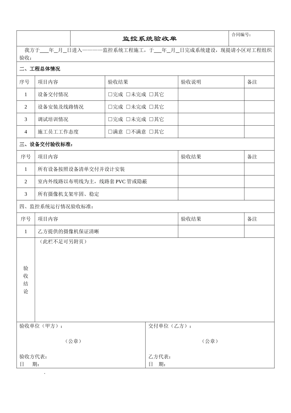 监控系统验收单_第1页