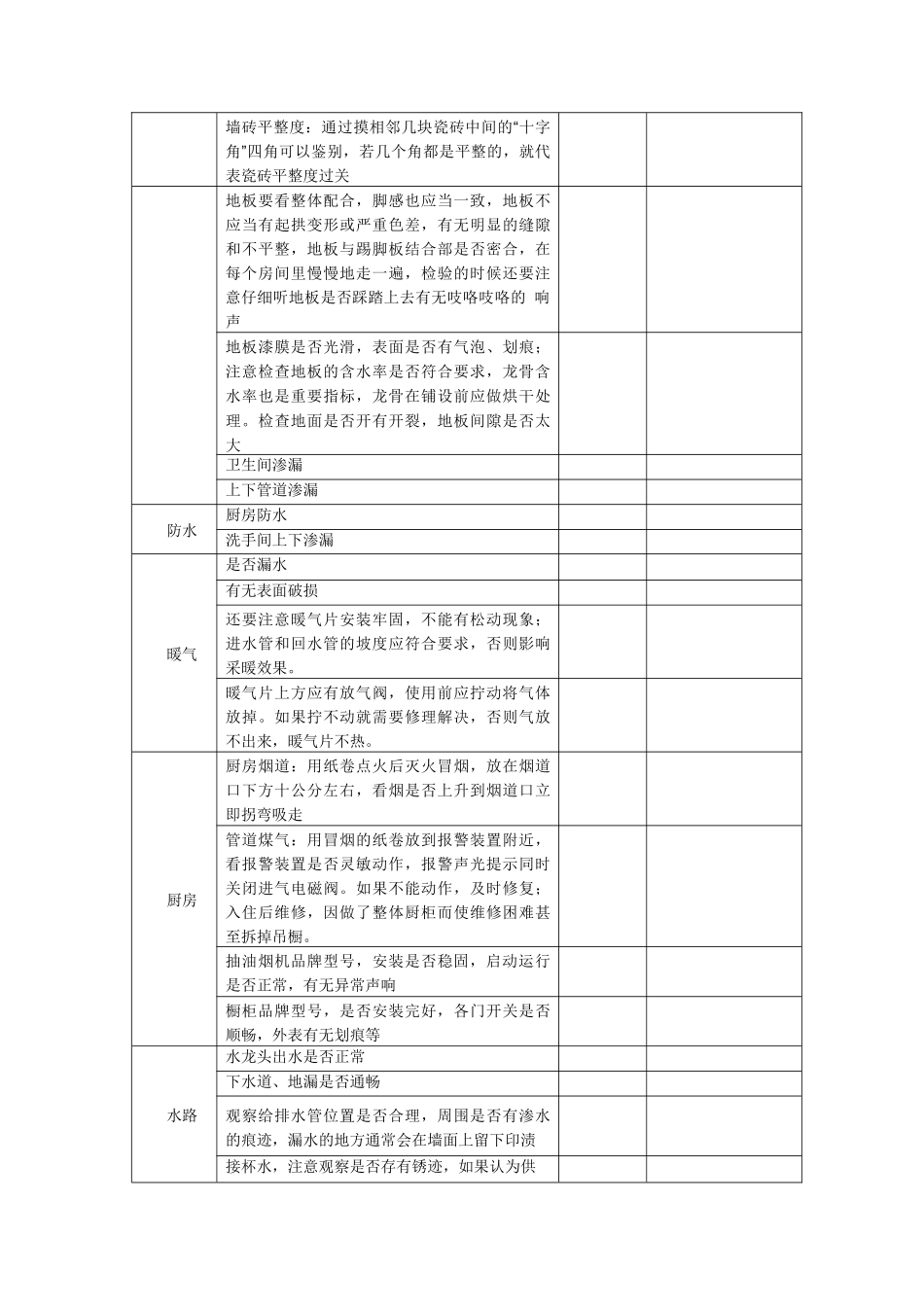 精装房验房项目汇总表格_第3页