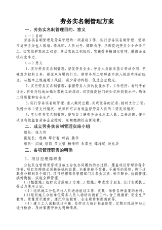 劳务实名制管理方案