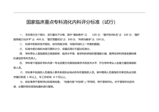 临床重点专科消化内科评分标准(试行)