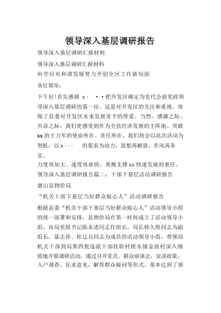 领导深入基层调研报告