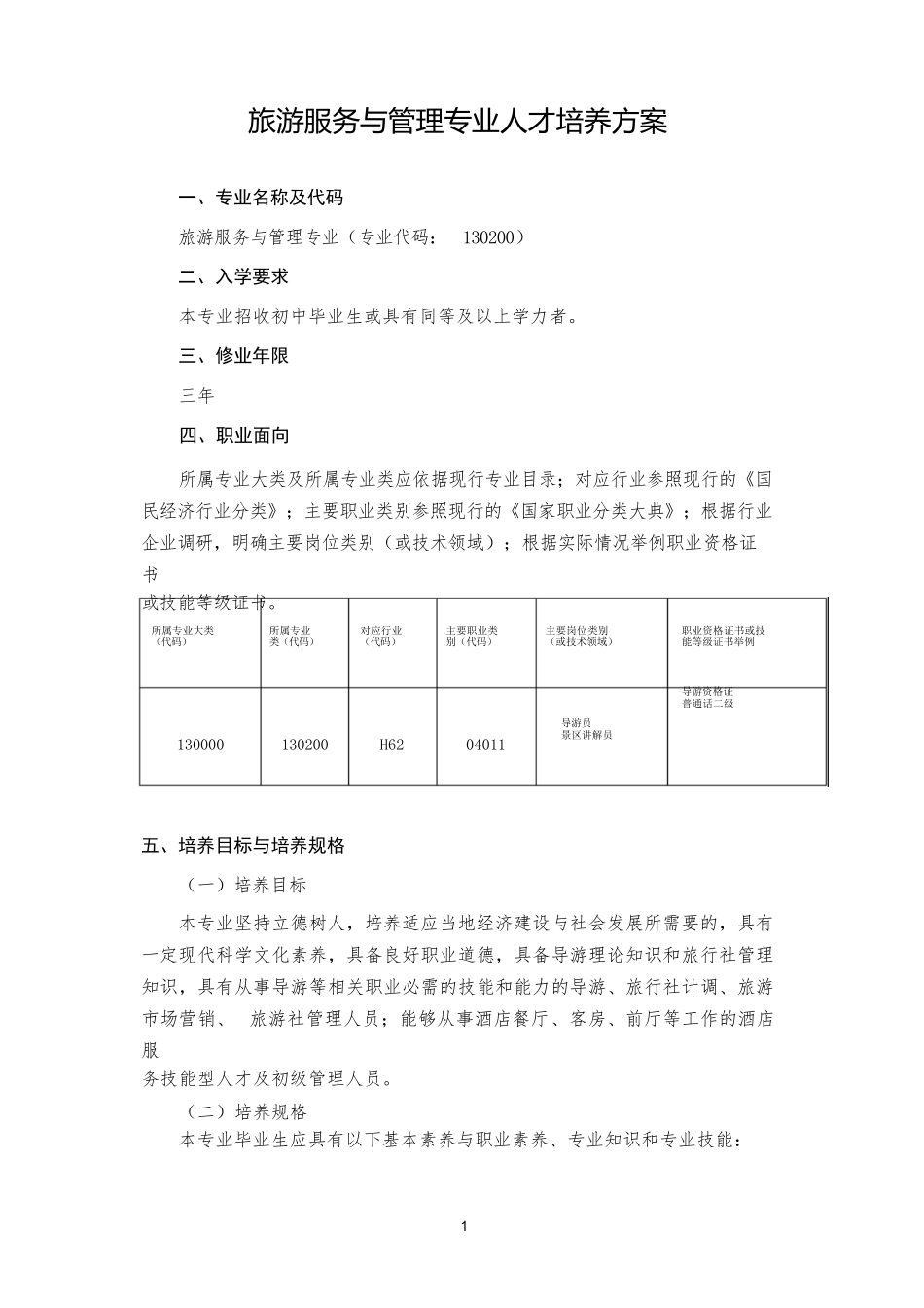 旅游服务与管理专业人才培养方案完整详细_第3页